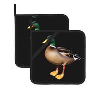 Wild Duck Washable Pot Holder Set, Heat Resistant Pot Holder Accessories 2-Piece Set, Cooking Oven Grill Mat, 8 * 8 Inch