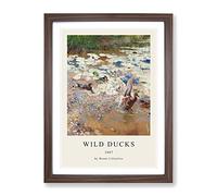 Wild Ducks By Bruno Liljefors Exhibition Museum Painting Framed Print | A4 Walnut Framed Wall Art | Ready to Hang | Modern Animal Picture | Living Room Bedroom Lounge Office