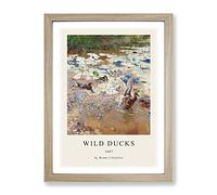 Wild Ducks By Bruno Liljefors Exhibition Museum Painting Framed Wall Art Print, Ready to Hang Picture for Living Room Bedroom Home Office Décor, Oak A2 (64 x 46 cm)