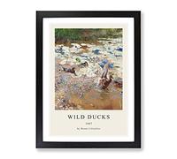 Wild Ducks By Bruno Liljefors Exhibition Museum Painting Framed Wall Art Print, Ready to Hang Picture for Living Room Bedroom Home Office Décor, Black A2 (64 x 46 cm)