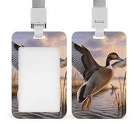 Wild Ducks Flying Id Badge Holder with Lanyard, Clear Vertical Card Protector Waterproof, Breakaway Safety Neck Strap, Heavy Duty Name Tag Holder for Nurse Teacher Officer Staff Women Men