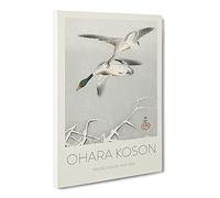 Wild Ducks In Flight By Ohara Koson Canvas Print | Gallery Wrapped 30mm Frame Wall Art | 24x16 inches | Ready to Hang | Asian Bird Picture | Living Room Bedroom Lounge Office