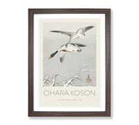 Wild Ducks In Flight By Ohara Koson Exhibition Museum Asian Japanese Framed Print | A4 Walnut Framed Wall Art | Ready to Hang | Asian Animal Picture | Living Room Bedroom Lounge Office