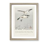 Wild Ducks In Flight By Ohara Koson Exhibition Museum Asian Japanese Framed Wall Art Print, Ready to Hang Picture for Living Room Bedroom Home Office Décor, Oak A3 (34 x 46 cm)