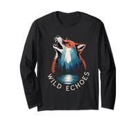 Wild Echoes Howling Wolf Forest Reflection Long Sleeve T-Shirt