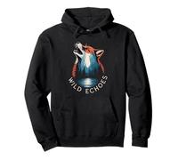 Wild Echoes Howling Wolf Forest Reflection Pullover Hoodie