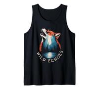 Wild Echoes Howling Wolf Forest Reflection Tank Top