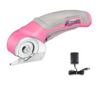 Wild Edge Cordless Electric Scissors, Pink Cardboard Cutter with 4V 2.5Ah High-Capacity Battery, Rapid Charger, Electric Box Cutter for Cardboard, Carpet, Plastic, Leather