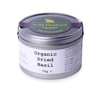 Wild Elephant Organic Dried Basil 75g | Certified Organic Sweet Basil Leaves | No Additives or Preservatives | Vegan & GMO Free | For Pasta Sauces, Pizza, Soups & Italian Cooking