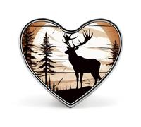 Wild Elk Silhouette Buttons Pin Memorial Boutonniere for Wedding Groom Bride, Customize Lapel Heart Pin for Christmas, Men Women Costume Decorative Fashionable Brooches
