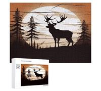 Wild Elk Silhouette Puzzles for Adults Wooden Jigsaw Puzzle with Storage Box Personalized Exquisite Wooden Puzzle for Home Wall Decorative Puzzles&Relaxing Gifts 500 PCS Pieces