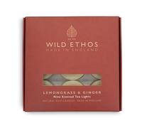 Wild Ethos Scented Tea Lights - Natural Wax - Long Lasting & Blended Natural Essential Oils - Pack of 9 - Made in The UK - Select Your Scent (Lemongrass & Ginger)