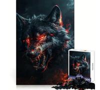 Wild Evil Black Wolf Jigsaw Puzzles for Adults 1000 Brain Memory Restful Activity Tight Lock Cozy Xmas Gift (50x75cm)