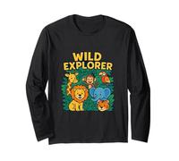Wild Explorer Jungle Safari Animal Adventure for Brave Kids Long Sleeve T-Shirt