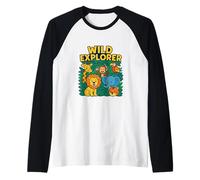 Wild Explorer Jungle Safari Animal Adventure for Brave Kids Raglan Baseball Tee