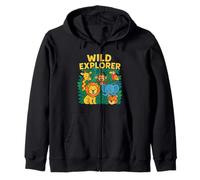 Wild Explorer Jungle Safari Animal Adventure for Brave Kids Zip Hoodie