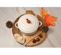WILD EYE DESIGNS BRIE BAKER BAKING DISH, CREAM, WOOD SPREADER INCLUDED, CARDINAL DESIGN