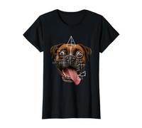 Wild Eyed Boxer Dog Math Meme Parody Tee Value Graphic T-Shirt, Women, Black, XL