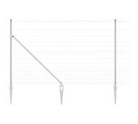 Wild Fence with Spikes Mesh Silver Galvanised Steel Outdoor Post Set vidaXL