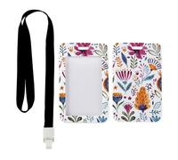 Wild Floral Art Card Holder with Black Lanyard, ID Holders, Vertical ID Cards Protector for Work, Vertical Cards Protector for Student, Bus Driver Accessories Paramedic Accessories