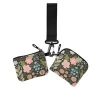 Wild Floral Beautiful Women's Wallets Card Cases Small Detachable Women's Money Organizers with Keychain for Women 2 Packs, Wild Floral beautiful, One Size, Casual