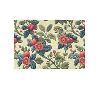 Wild Floral Red Cyan Decorative wipe off placemats for dining table pvc placemat plate for kids porta platos para mesa comedor set of 6 12x18
