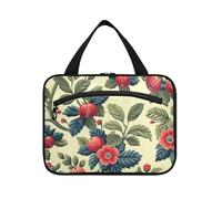 Wild Floral Red Cyan Hanging Travel Bag with Hook, Designer Multifunctional Makeup Cosmetic Bag for Men Traveling bolso para maquillaje L