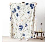 Wild Flower Couch Blanket 40x50 Inch, Watercolor Plant Floral Throw Blanket for Bed Cozy Blankets, Spring Botanical Fleece Blankets Warm Soft Lightweight for Fall Summer Spring Winter