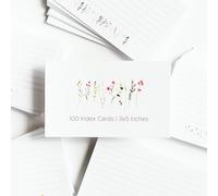 Wild Flower Index Cards by Pure Print and Design | Floral Flash Cards Perfect For Study Sessions & Learning | 100 Cards of Premium Quality with 5 Different Designs | Wild Flower | 3x5 inches