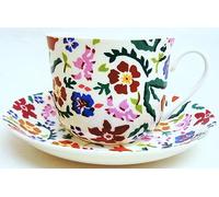 Wild Flower Painted Effect Cup & Saucer Fine Bone China Large Jumbo 425 ml 15 fl oz Breakfast Set Hand Decorated UK