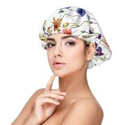 Wild Flower Poppy Chrysanthemum Daisies,Adult's Satin Sleeping Cap - Women's Elastic Sleep Bonnet, Adjustable Overnight Hair Cover