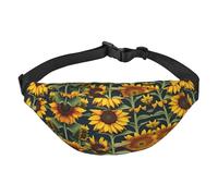 Wild Flower Sunflower Adjustable Belt Hip Bum Bag Fashion Water Resistant Hiking Waist Bag for Traveling Casual Running Hiking Cycling, Black, One Size