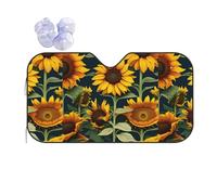 Wild Flower Sunflower Print Car Windshield Sun Shade, Sun Visor With Suction Cups For Most Vehicles