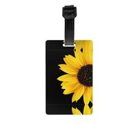 Wild Flower Sunflower Print Luggage Tags with Full Back Privacy Cover - Bright Suitcase Identifier for Travel, Cruise & More