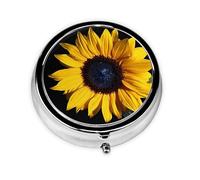 Wild Flower Sunflower Print Pill Box for Pocket Round Pill Box 3 Compartment Decorative Portable Travel Pill Holder Tablet Vitamin Organizer Mini Pill Case(2pcs)