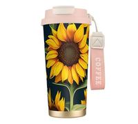 Wild Flower Sunflower Print Stainless Steel Insulated Travel Coffee Mug, Camping Mug,Coffee Tumbler For Men Women