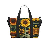 Wild Flower Sunflower Travel Bags, Weekender Carry On For Women, Sports Gym Bag, Workout Duffel Bag,Overnight, Black, One Size