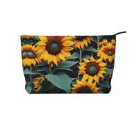Wild Flower Sunflowers Corduroy Makeup Bag Travel Cosmetic Bag Organizer Toiletry Bag