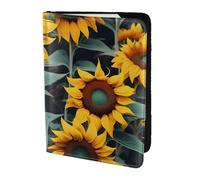 Wild Flower Sunflowers Print 5.5in Passport Travel Document Wallet Case Stylish Secure Men Women For Travelers, Black, One Size