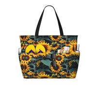Wild Flower Sunflowers Print Waterproof Beach Travel Bag Lightweight Foldable Canvas Bags Gym Picnic Vacation