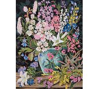 Wild Flower Vase Printed Canvas for Tapestry or Needlepoint