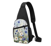 Wild Flowers and Cornflowers Daisies Art Printed Chest Bag Sling Bag for Men Women, Outdoor Crossbody Fanny Packs Hiking Chest Packs Sport Daypacks