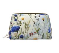 Wild Flowers and Cornflowers Daisies Art Printed Makeup Bag for Women Portable Leather Make up Bag Travel Zipper Cosmetic Bags Organizer