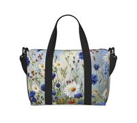 Wild Flowers and Cornflowers Daisies Art Printed Travel Bag Duffle Bag for Men Women, Large Water Resistant Gym Bag Weekend Holdall Bag with Shoulder Strap