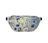 Wild Flowers and Cornflowers Daisies Art Printed Waist Bag Adjustable Bum Bag Lightweight Travel Waist Fanny Pack Belt for Walking Cycling Hiking Travel