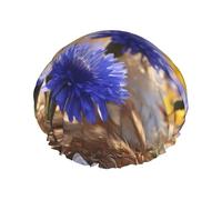 Wild Flowers And Cornflowers Daisies Print Bath Hair Cover For Women Reusable Double Waterproof Layers Shower Caps For Women Ladies