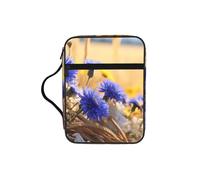 Wild Flowers And Cornflowers Daisies Print Book Protector Holder Case, Study Bible Carrying Case With Multiple Internal Compartments