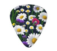 Wild Flowers and Cornflowers Daisies Print Guitar Pick for Men Women Triangle Instrument Accessories Plectrums(12pcs One sided)
