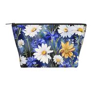 Wild Flowers and Cornflowers Daisies Print Makeup Bag Trapezoid Travel Cosmetic Organiser Stylish Storage for Beauty & Gifts for Women Girls
