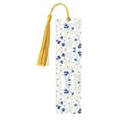 Wild Flowers and Cornflowers Daisies Print Reading Page Markers, 5pcs Wooden Bookmarks with Tassels,Teachers Reading Book Lovers Gifts